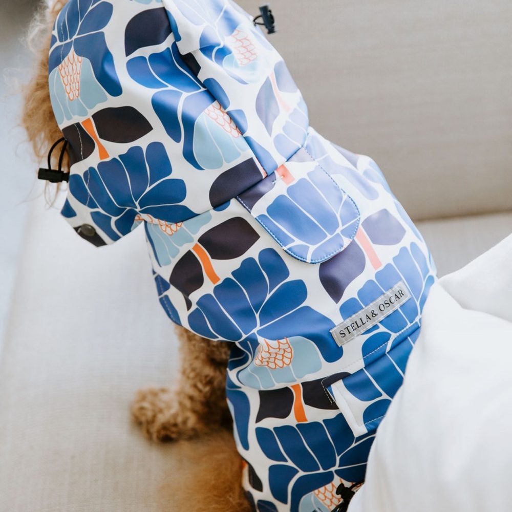 NEW Dog Zip Up Dog Raincoat Water Resistant Floral Pattern